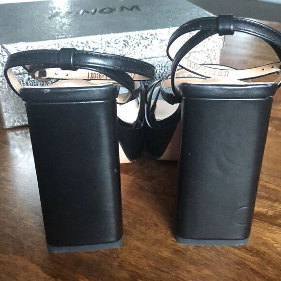 ISNOM Platform Chunky Block Heel Sandals with Open Square Toe size 7 - Picture 9 of 11